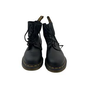 Dr Martens Doc Pascal Combat Boots Womens Size 7 Black Leather 8-Eye Classic